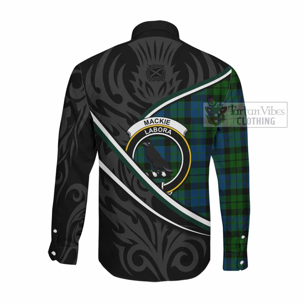 MacKie (McKie) Tartan Family Crest Long Sleeve Button Shirts Celtic Scottish Thistle Floral - Tartan Vibes Clothing