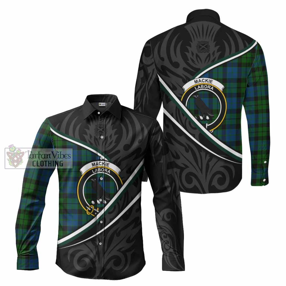 MacKie (McKie) Tartan Family Crest Long Sleeve Button Shirts Celtic Scottish Thistle Floral - Tartan Vibes Clothing