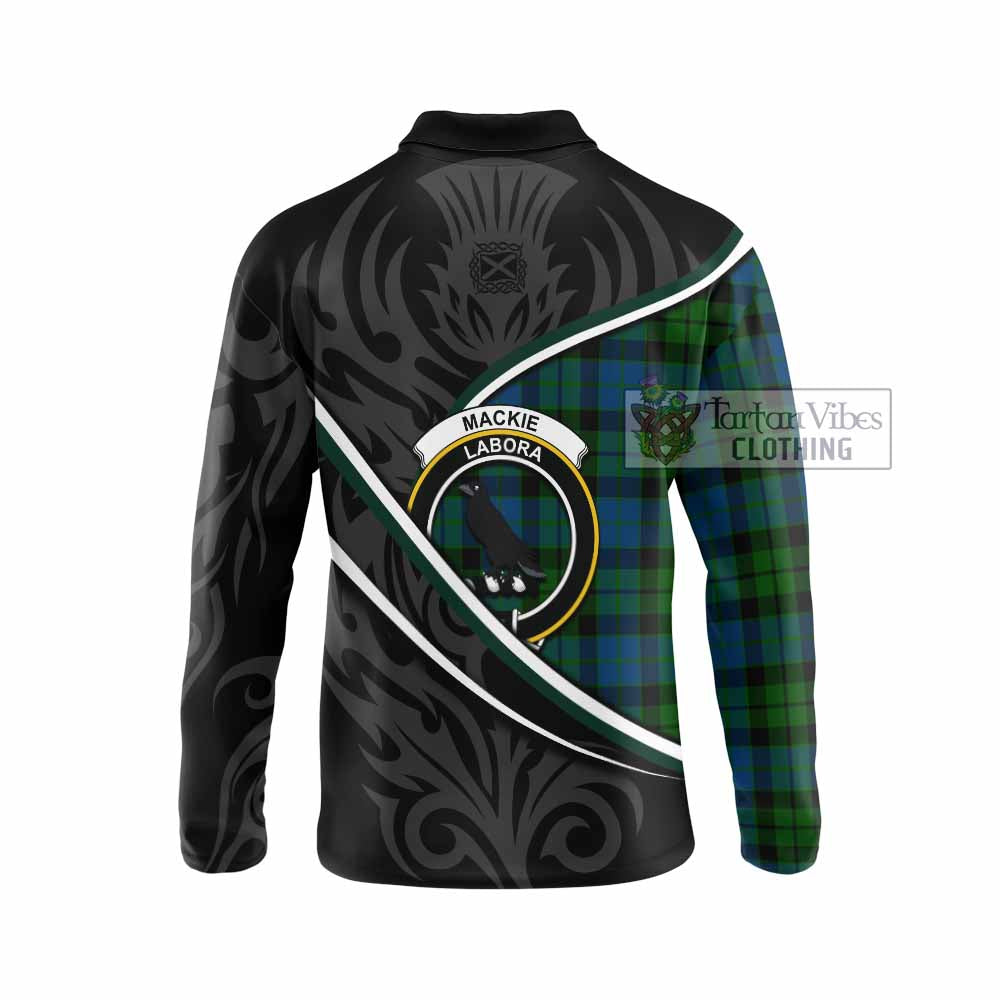 MacKie (McKie) Tartan Family Crest Long Sleeve Polo Shirt Celtic Scottish Thistle Floral - Tartan Vibes Clothing