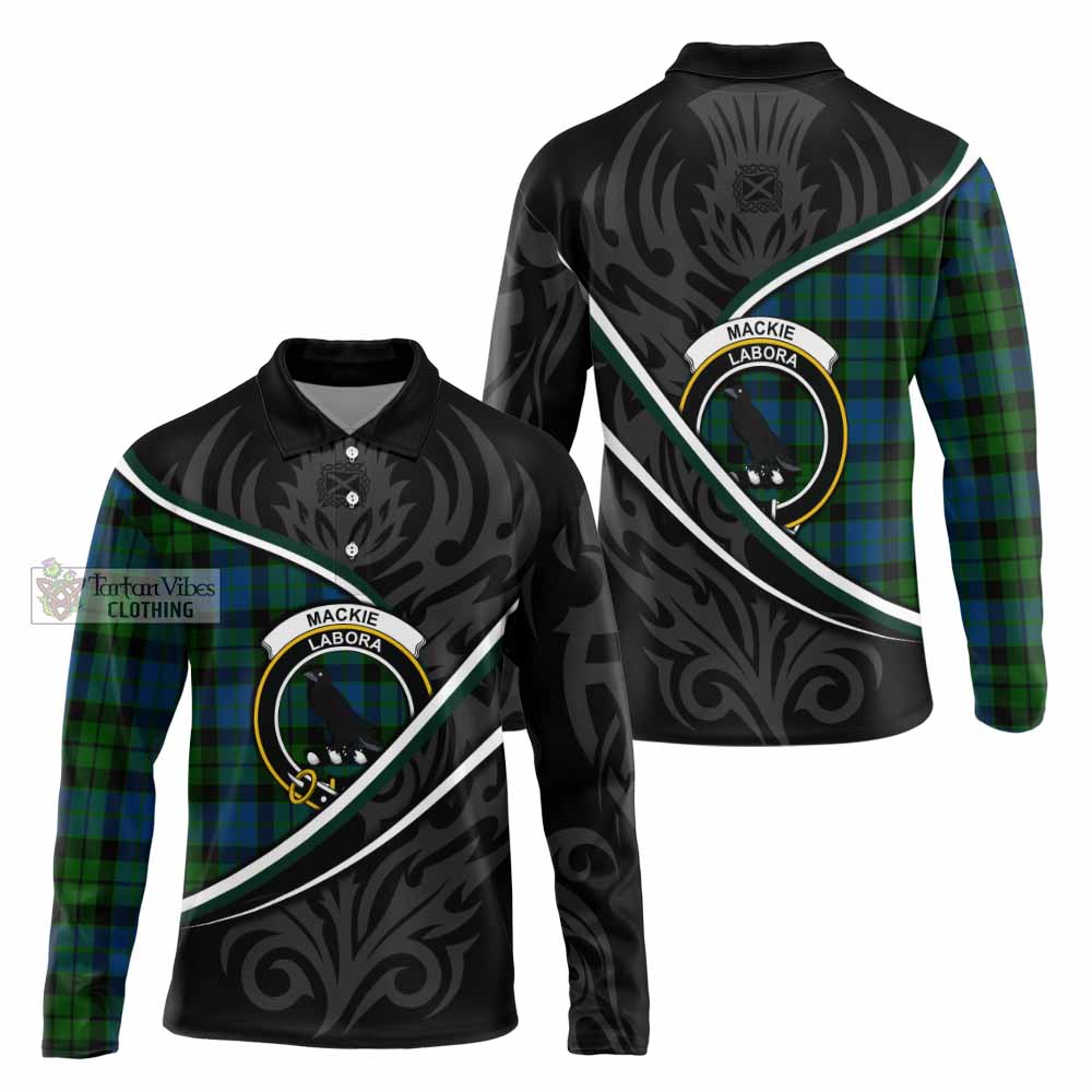 MacKie (McKie) Tartan Family Crest Long Sleeve Polo Shirt Celtic Scottish Thistle Floral - Tartan Vibes Clothing