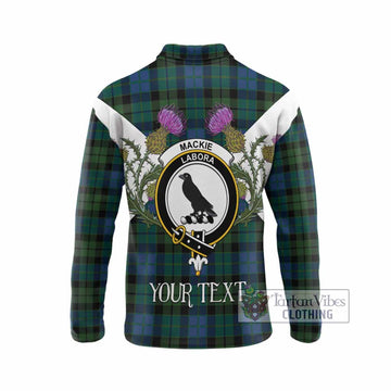 MacKie (McKie) Tartan Family Crest Long Sleeve Polo Shirt Scottish Burns Night Thistle Floral