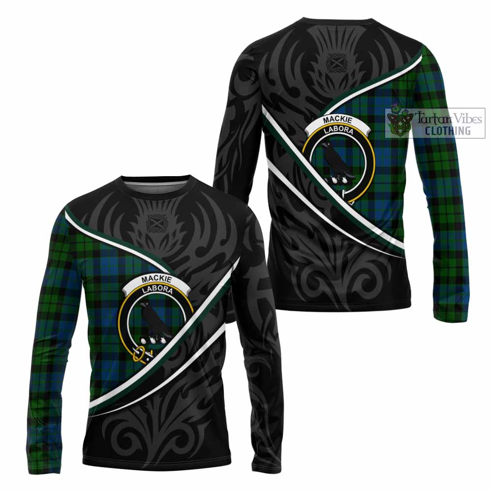 MacKie (McKie) Tartan Family Crest Long Sleeve T-Shirt Celtic Scottish Thistle Floral - Tartan Vibes Clothing