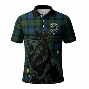 MacKie (McKie) Tartan Family Crest Polo Shirt Crowned Lion Roaring