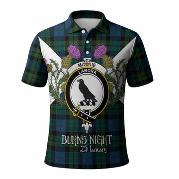 MacKie (McKie) Tartan Family Crest Polo Shirt Scottish Burns Night Thistle Floral