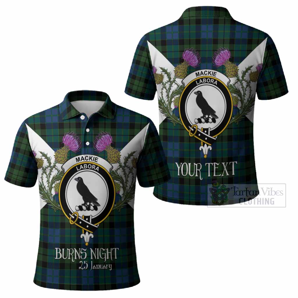 MacKie (McKie) Tartan Family Crest Polo Shirt Scottish Burns Night Thistle Floral