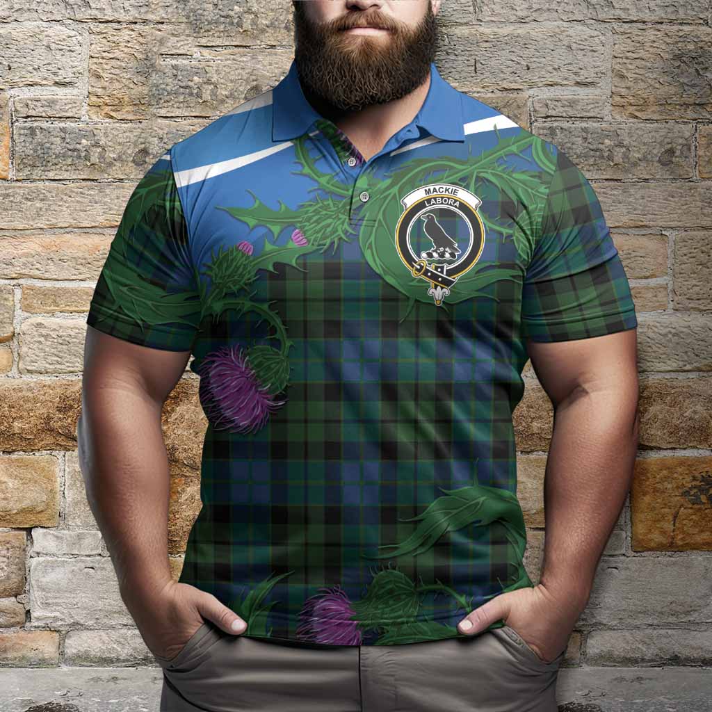 MacKie (McKie) Tartan Family Crest Polo Shirt Thistle in Minimalism