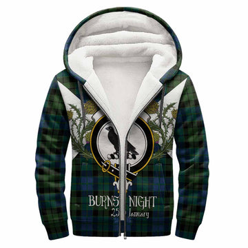 MacKie (McKie) Tartan Family Crest Sherpa Hoodie Scottish Burns Night Thistle Floral