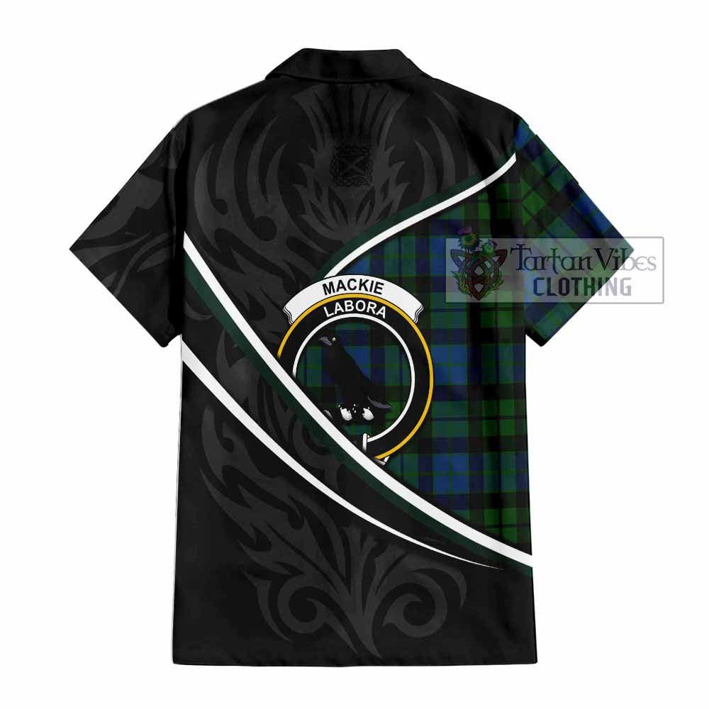 MacKie (McKie) Tartan Family Crest Short Sleeve Button Shirt Celtic Scottish Thistle Floral - Tartan Vibes Clothing