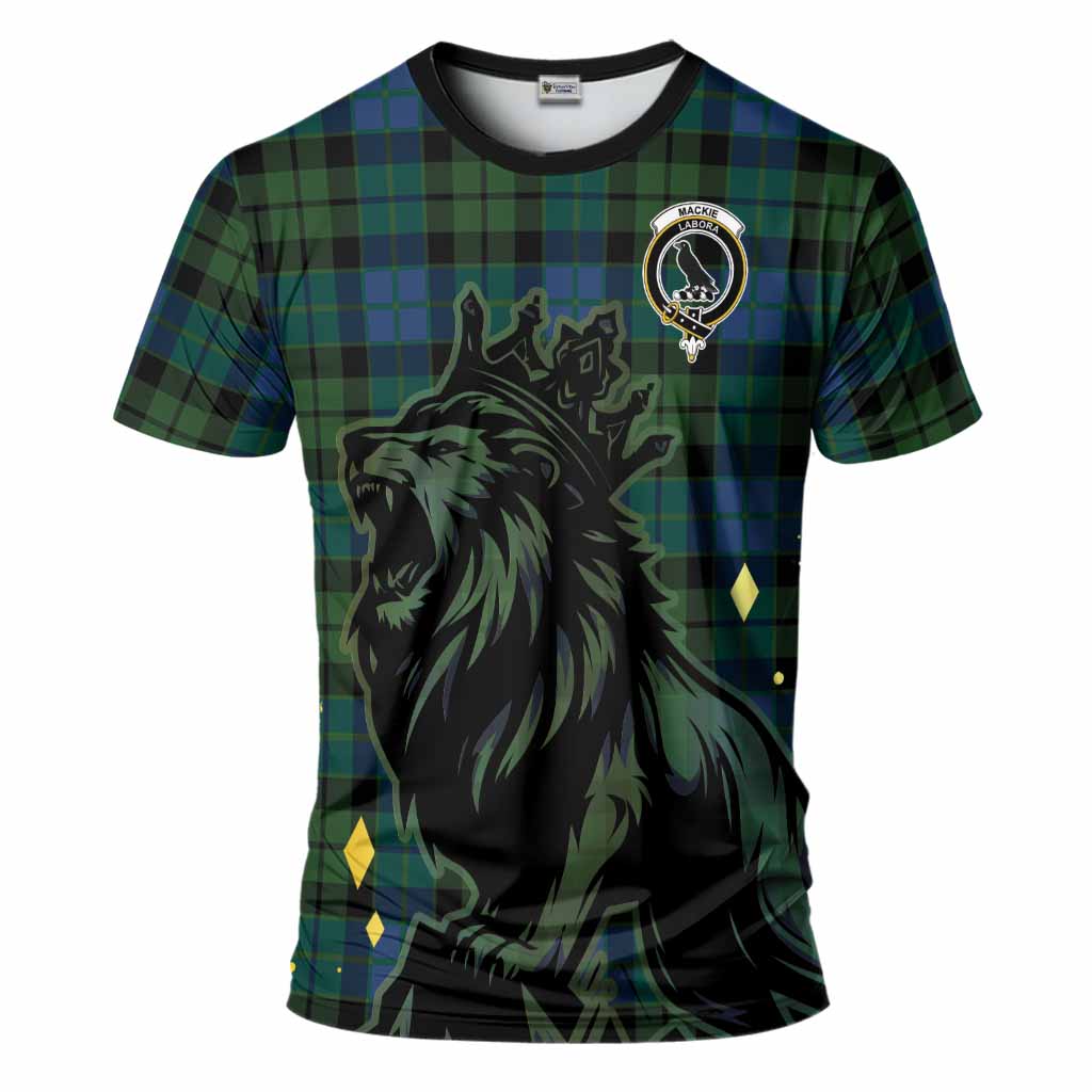 MacKie (McKie) Tartan Family Crest T-Shirt Crowned Lion Roaring