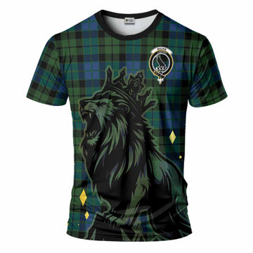 MacKie (McKie) Tartan Family Crest T-Shirt Crowned Lion Roaring