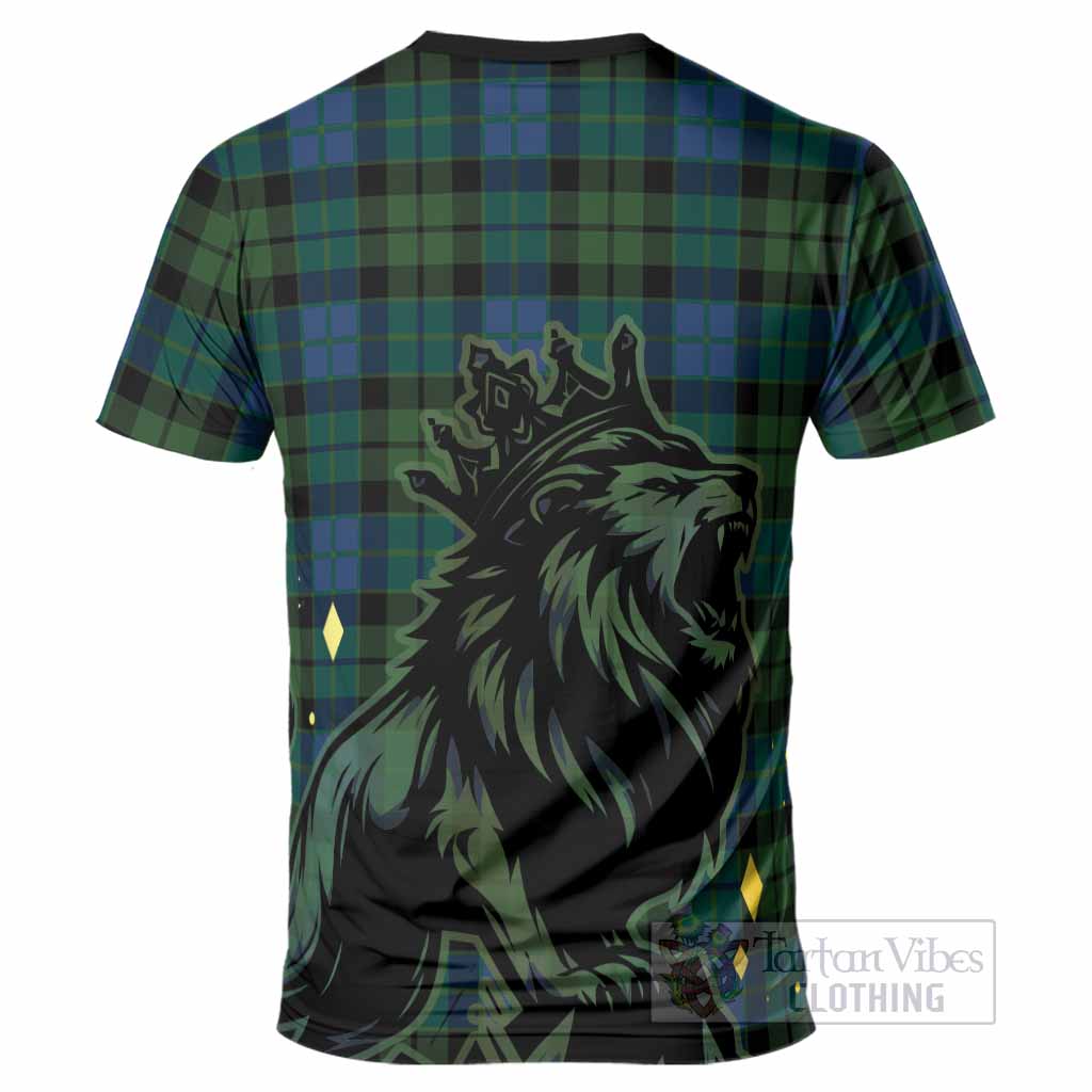 MacKie (McKie) Tartan Family Crest T-Shirt Crowned Lion Roaring