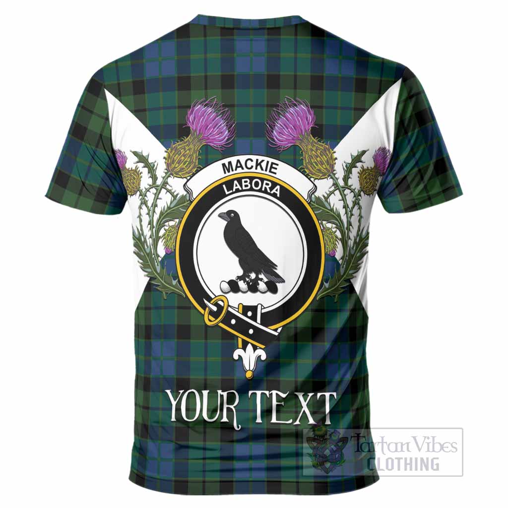MacKie (McKie) Tartan Family Crest T-Shirt Scottish Burns Night Thistle Floral