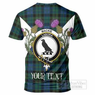 MacKie (McKie) Tartan Family Crest T-Shirt Scottish Burns Night Thistle Floral