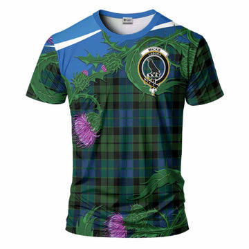 MacKie (McKie) Tartan Family Crest T-Shirt Thistle in Minimalism