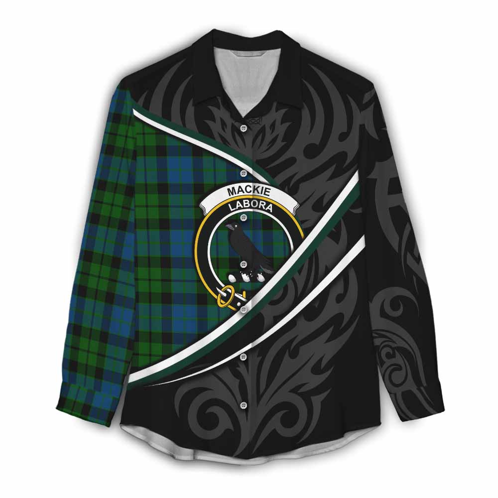 MacKie (McKie) Tartan Family Crest Women Casual Shirt Celtic Scottish Thistle Floral - Tartan Vibes Clothing
