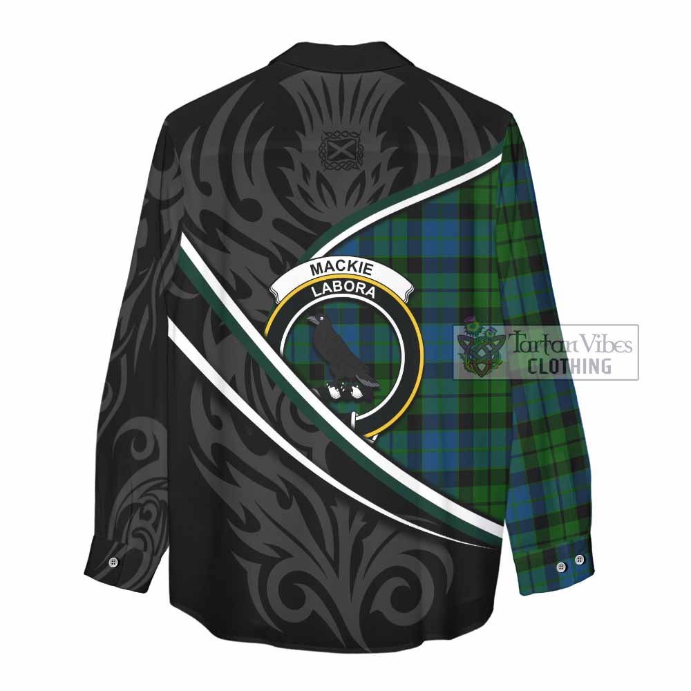 MacKie (McKie) Tartan Family Crest Women Casual Shirt Celtic Scottish Thistle Floral - Tartan Vibes Clothing