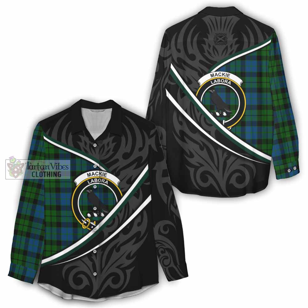 MacKie (McKie) Tartan Family Crest Women Casual Shirt Celtic Scottish Thistle Floral - Tartan Vibes Clothing
