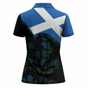 MacKie (McKie) Tartan Family Crest Women Polo Shirt Scotland Thistle Floral Flag Style