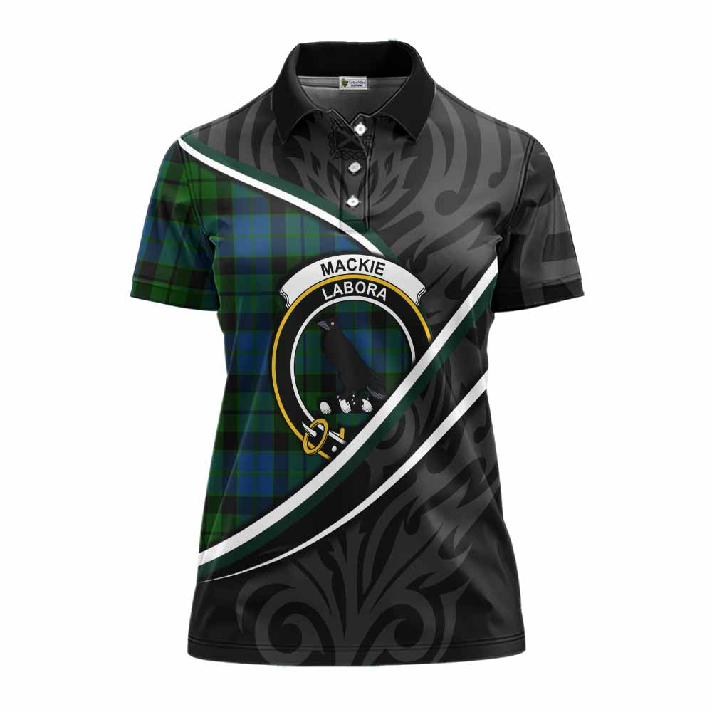 MacKie (McKie) Tartan Family Crest Women's Polo Shirt Celtic Scottish Thistle Floral - Tartan Vibes Clothing