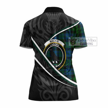 MacKie (McKie) Tartan Family Crest Women's Polo Shirt Celtic Scottish Thistle Floral