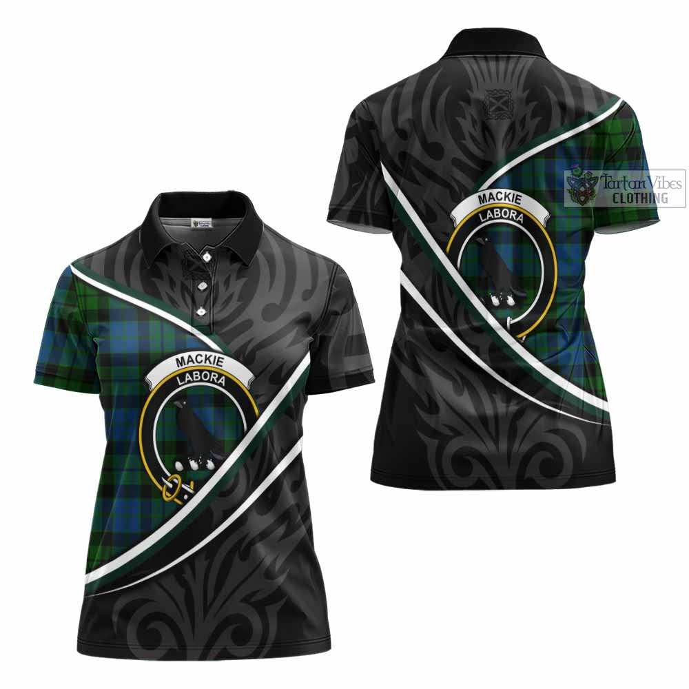 MacKie (McKie) Tartan Family Crest Women's Polo Shirt Celtic Scottish Thistle Floral - Tartan Vibes Clothing