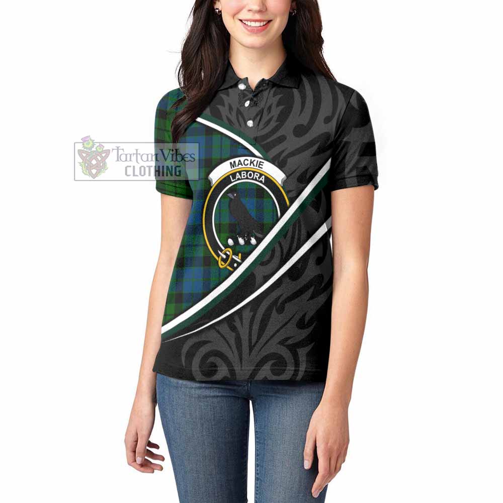 MacKie (McKie) Tartan Family Crest Women's Polo Shirt Celtic Scottish Thistle Floral - Tartan Vibes Clothing