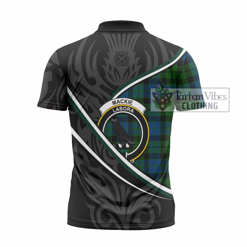 MacKie (McKie) Tartan Family Crest Zipper Polo Shirt Celtic Scottish Thistle Floral - Tartan Vibes Clothing
