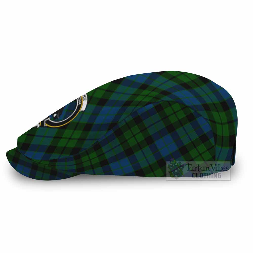 MacKie (McKie) Tartan Flat Cap, Jeff Cap Cross Style with Family Crest - Tartan Vibes Clothing