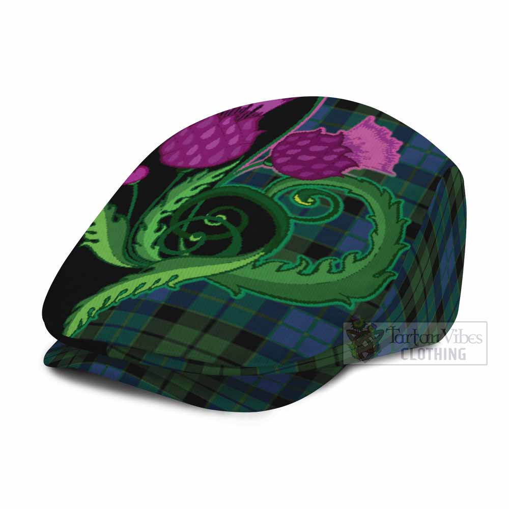 MacKie (McKie) Tartan Flat Cap, Jeff Cap Traditional Scottish Thistle