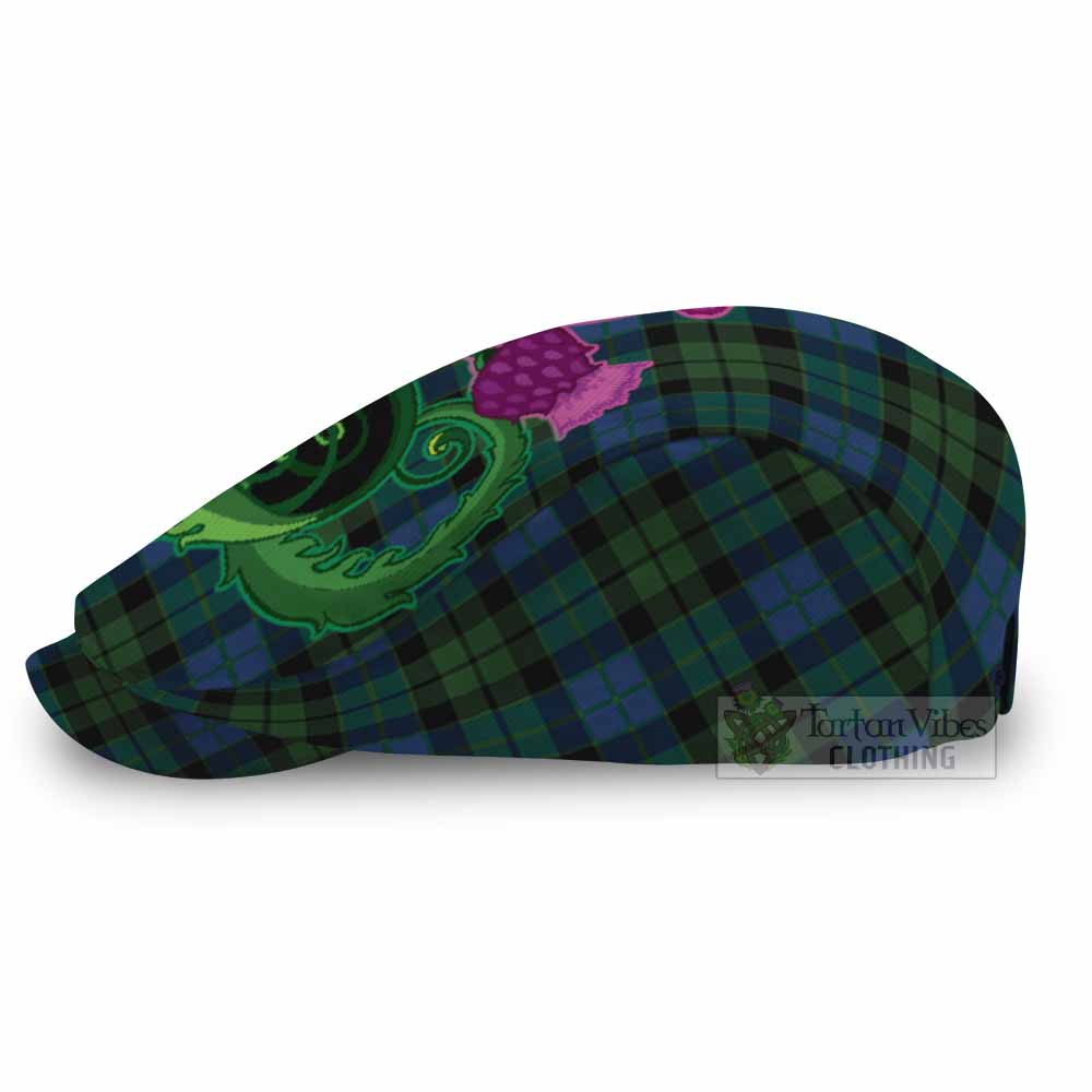 MacKie (McKie) Tartan Flat Cap, Jeff Cap Traditional Scottish Thistle