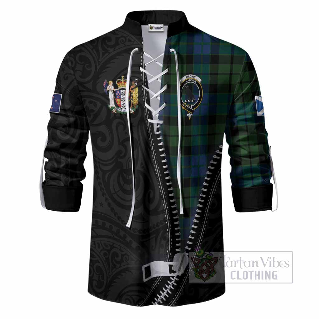 MacKie (McKie) Tartan Ghillie Shirt New Zealand Pattern Unique Zipper Stylized