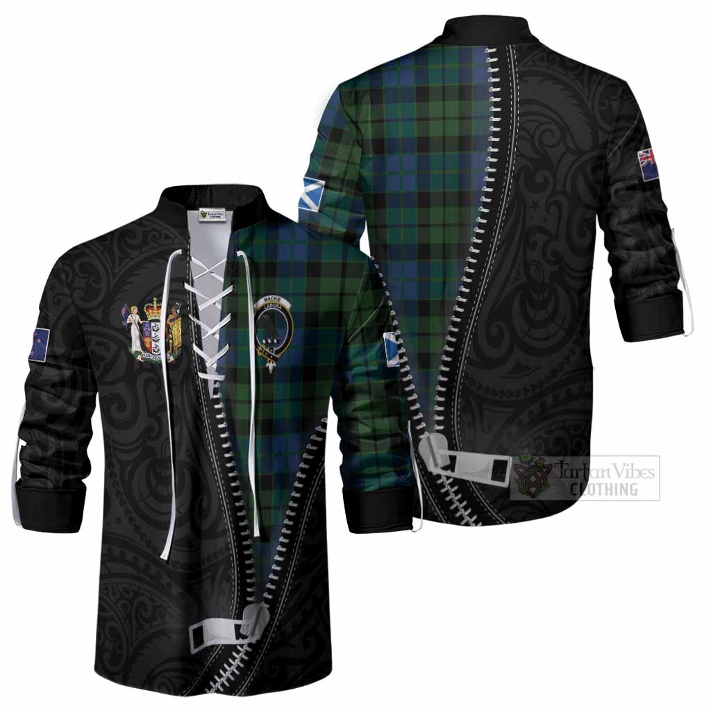 MacKie (McKie) Tartan Ghillie Shirt New Zealand Pattern Unique Zipper Stylized