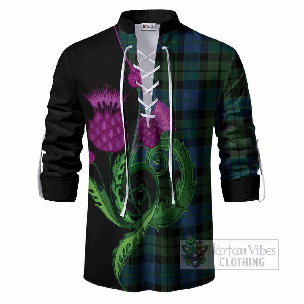 MacKie (McKie) Tartan Ghillie Shirt Traditional Scottish Thistle