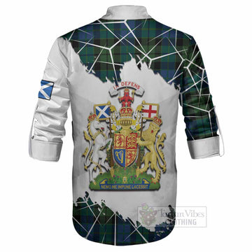 MacKie (McKie) Tartan Ghillie Shirt with Family Crest and Lion Rampant Grunge Style