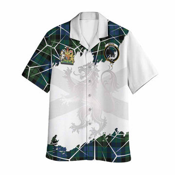MacKie (McKie) Tartan Hawaiian Shirt with Family Crest and Lion Rampant Grunge Style