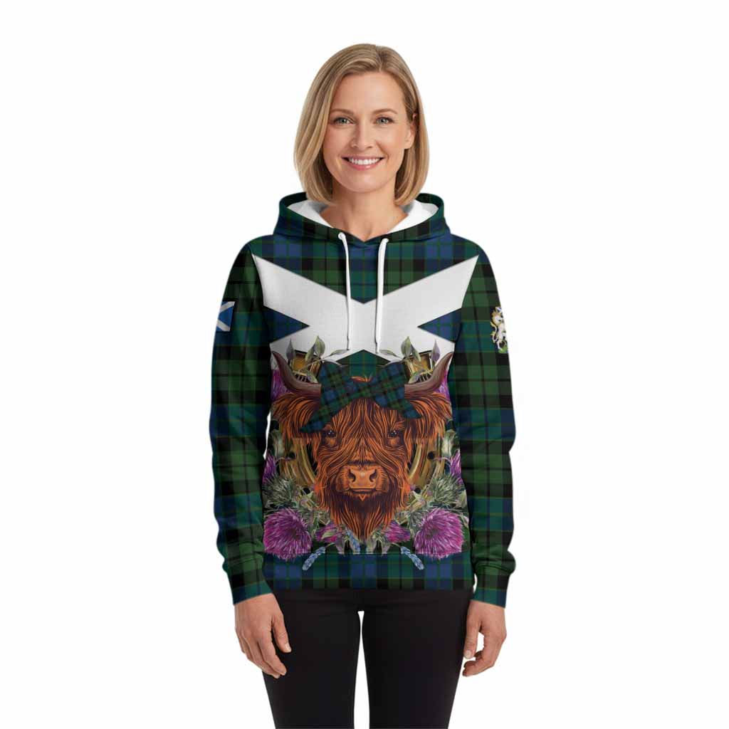 MacKie (McKie) Tartan Hoodie Scottish Thistle Heilan Coo