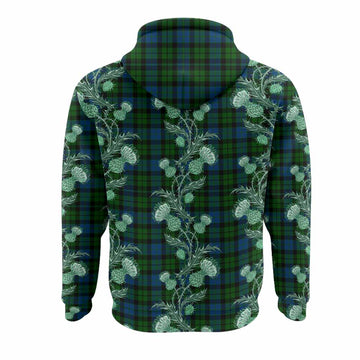 MacKie (McKie) Tartan Hoodie Seamless Scottish Thistle Flowers