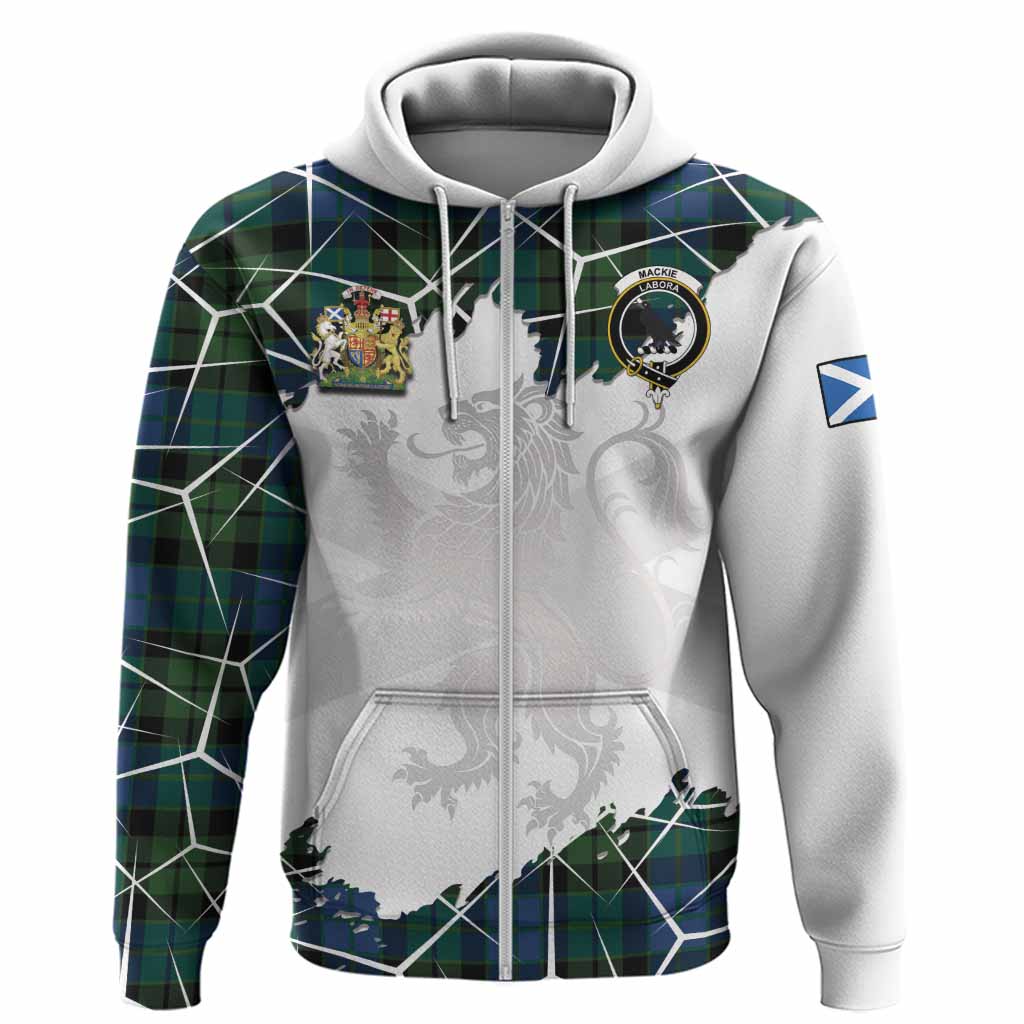 MacKie (McKie) Tartan Hoodie with Family Crest and Lion Rampant Grunge Style