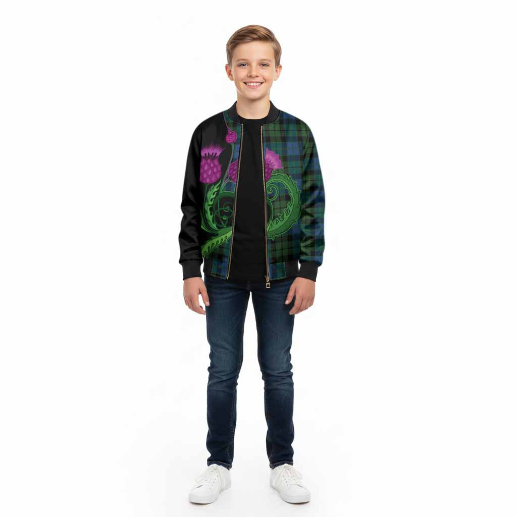MacKie (McKie) Tartan Kid Bomber Jacket Traditional Scottish Thistle