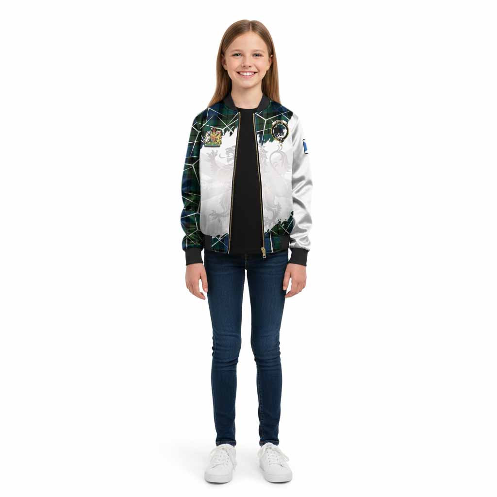 MacKie (McKie) Tartan Kid Bomber Jacket with Family Crest and Lion Rampant Grunge Style