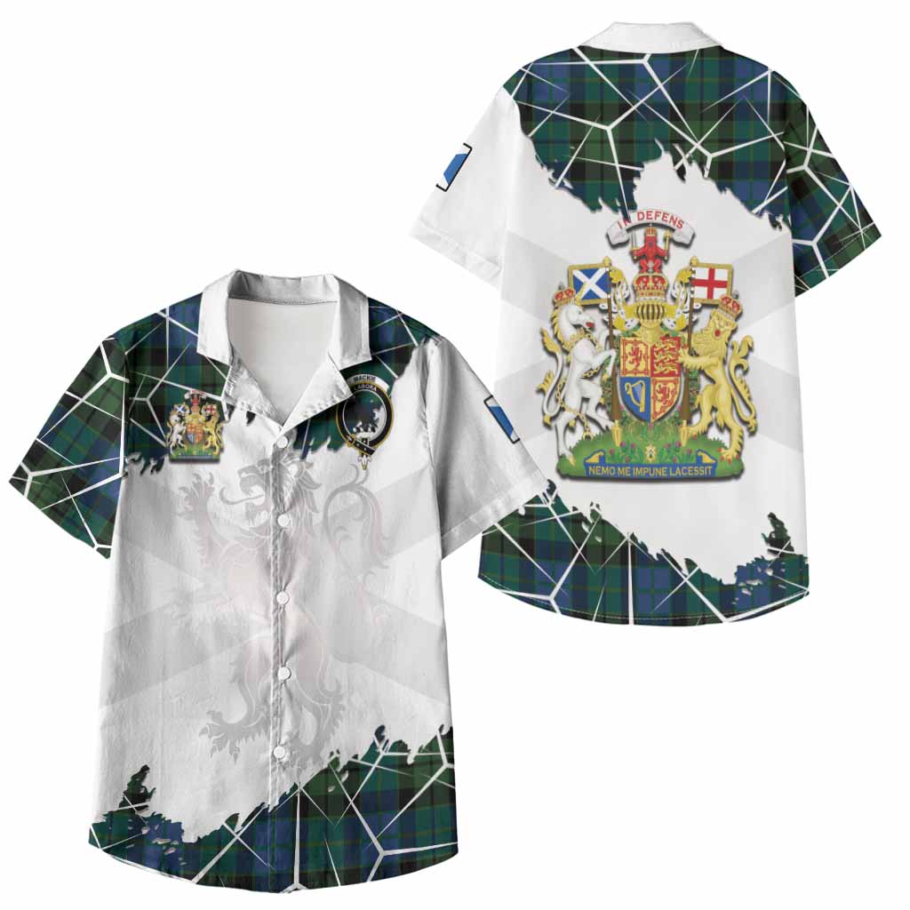 MacKie (McKie) Tartan Kid Hawaiian Shirt with Family Crest and Lion Rampant Grunge Style