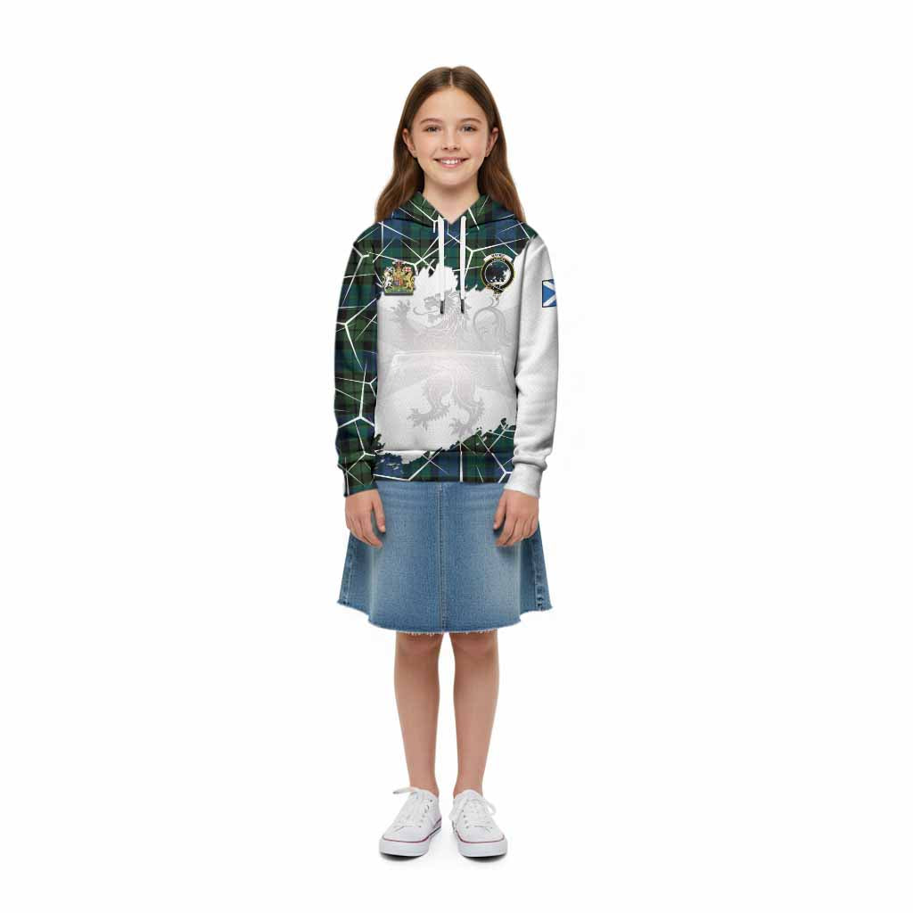 MacKie (McKie) Tartan Kid Hoodie with Family Crest and Lion Rampant Grunge Style