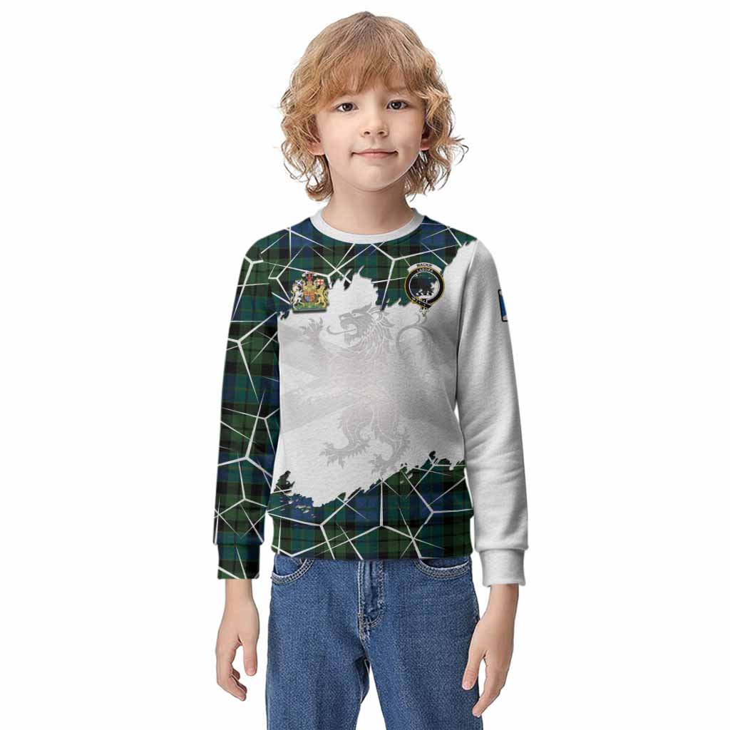 MacKie (McKie) Tartan Kid Knitted Sweatshirt with Family Crest and Lion Rampant Grunge Style
