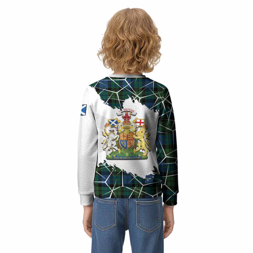 MacKie (McKie) Tartan Kid Knitted Sweatshirt with Family Crest and Lion Rampant Grunge Style