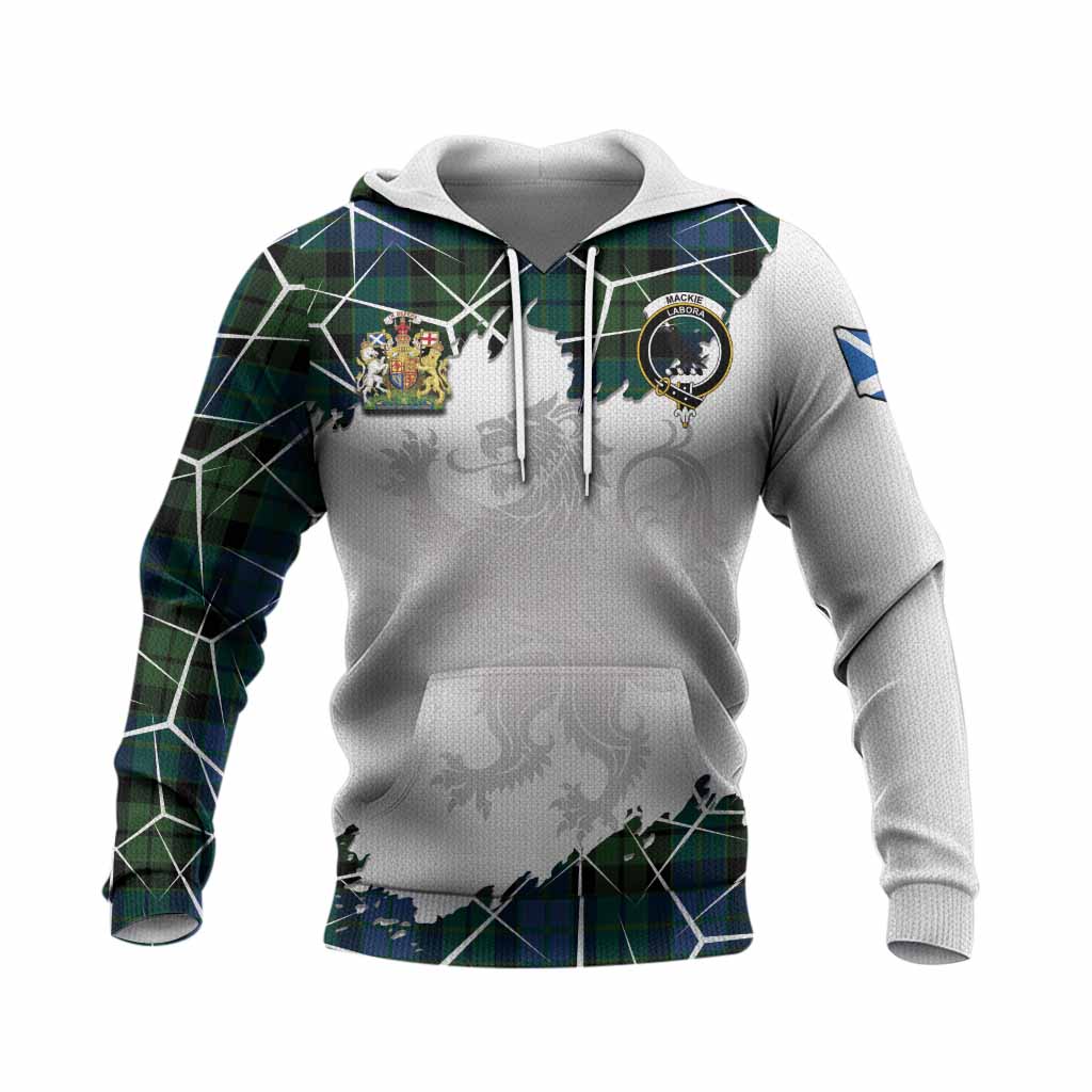 MacKie (McKie) Tartan Knitted Hoodie with Family Crest and Lion Rampant Grunge Style