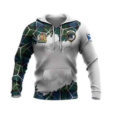 MacKie (McKie) Tartan Knitted Hoodie with Family Crest and Lion Rampant Grunge Style