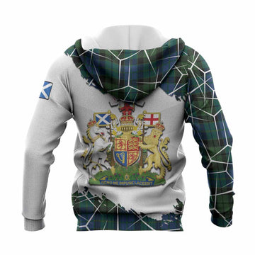 MacKie (McKie) Tartan Knitted Hoodie with Family Crest and Lion Rampant Grunge Style