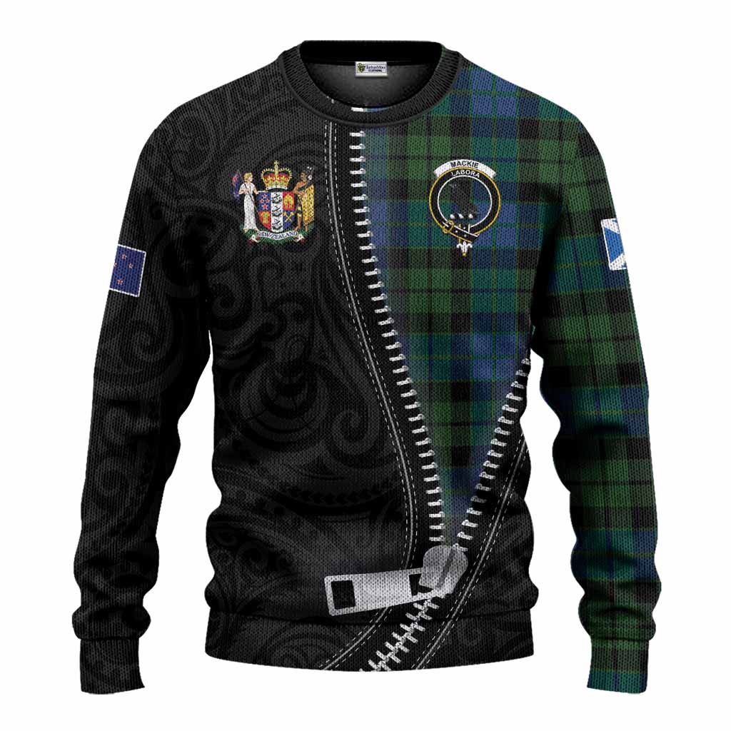 MacKie (McKie) Tartan Knitted Sweater New Zealand Pattern Unique Zipper Stylized