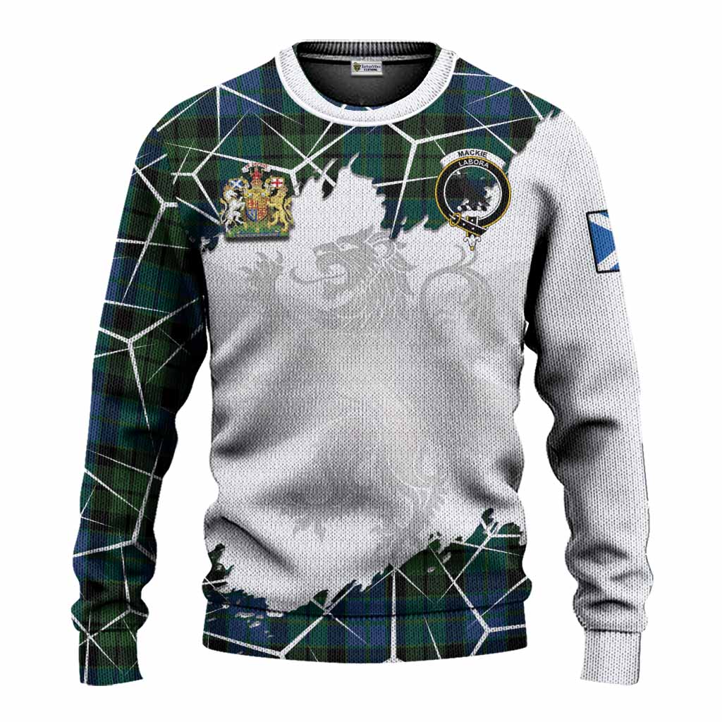 MacKie (McKie) Tartan Knitted Sweater with Family Crest and Lion Rampant Grunge Style