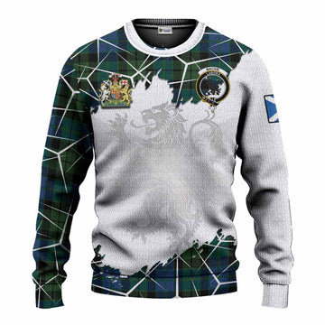 MacKie (McKie) Tartan Knitted Sweater with Family Crest and Lion Rampant Grunge Style